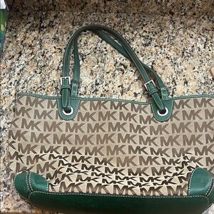 Michael Kors Signature Brown and Green Tote